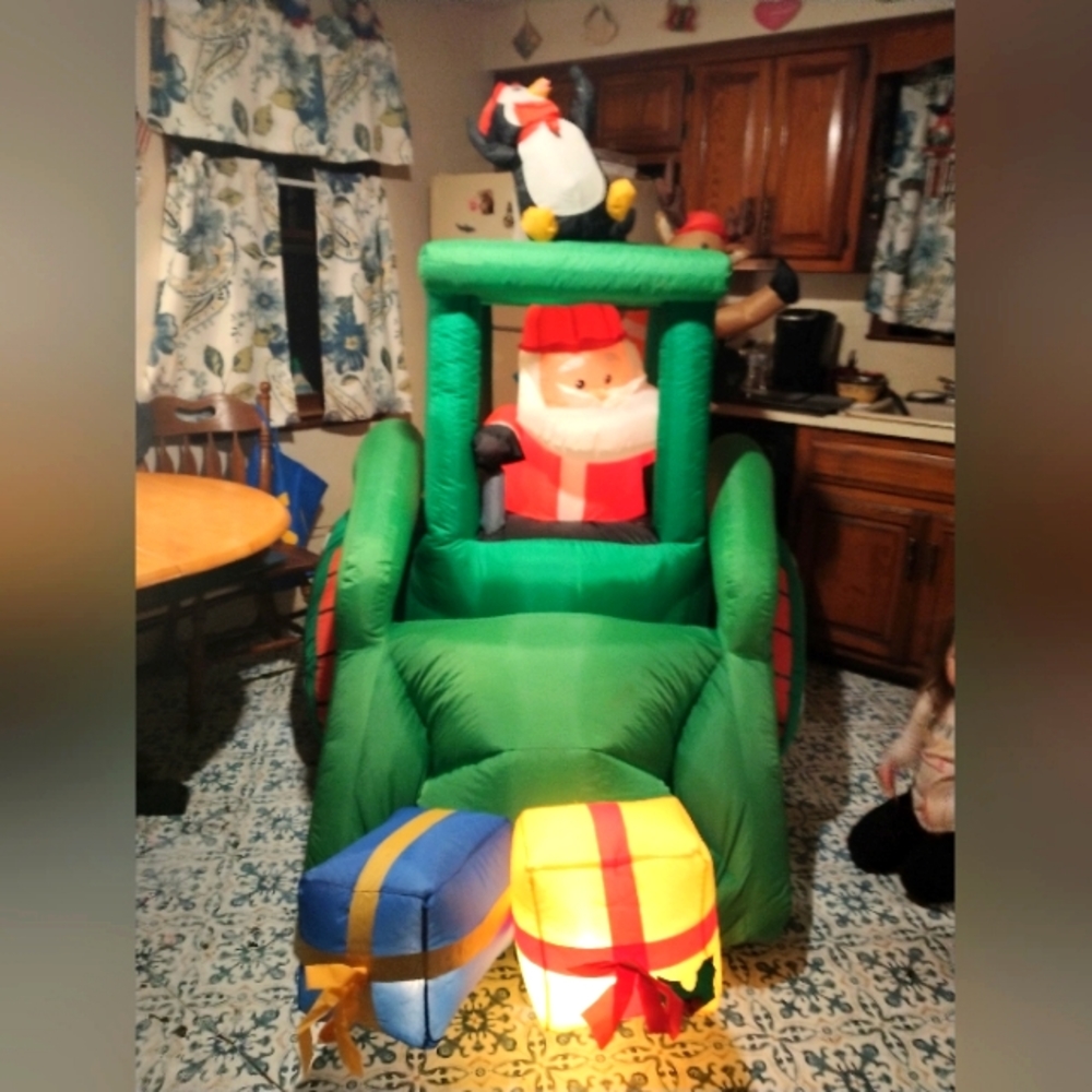 Blow up Santa and tractor